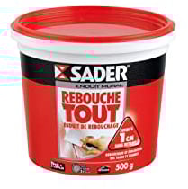 Sader Rebouche Tout - Enduit de Rebouchage Intérieur Prêt à l'Emploi - Tous Supports - Rebouchage et Égalisation de Trous et Fissures Jusqu'à 1 cm - Joint Plaque de Plâtre - Pot de 500g