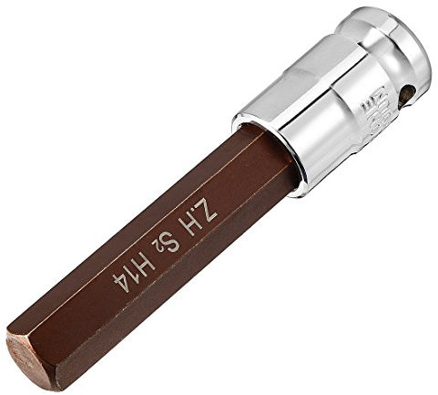 Sourcingmap 1/2 Drive x H14 (14mm) Hex Bit Socket, S2 Steel Bits CR-V Sockets 4 Length Use with Ratchet Wrench, Slide Bar, Extension Rod