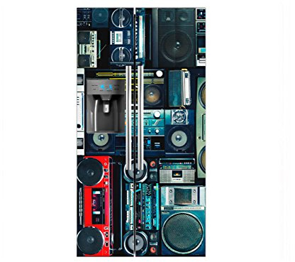 Vinilo Frigorífico Americano Radiocasettes | 91x176cm | Varias Medidas | Pegatinas de Nevera Económicas y Elegantes | Vinilo Nevera