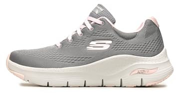 Skechers Women's Arch Fit Big Appeal Sneaker,Gray Knit Mesh / Pink Trim,8 UK
