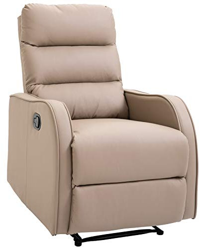 HOMCOM Sillón Relax Reclinable Sofá Relax Tapizado en PU con Reposapiés Retráctil para Dormitorio Salón Carga 125 kg 65x89x100 cm Marrón