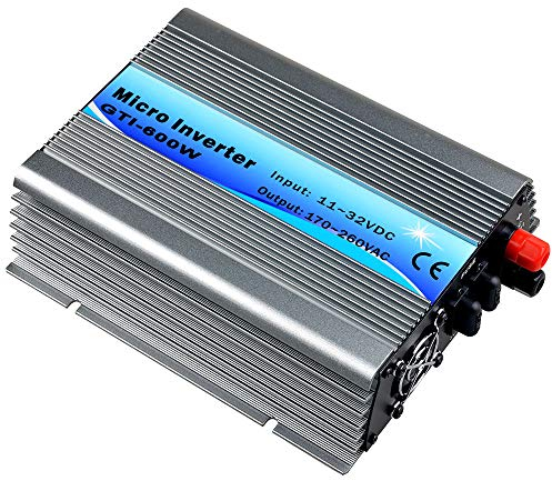 Y&H Onduleur de tension 600 W empilable DC 10,5-28 V AC 230 V MPPT Micro onduleur sinusoïdale pure compatible avec panneau solaire 12 V/batterie 24 V
