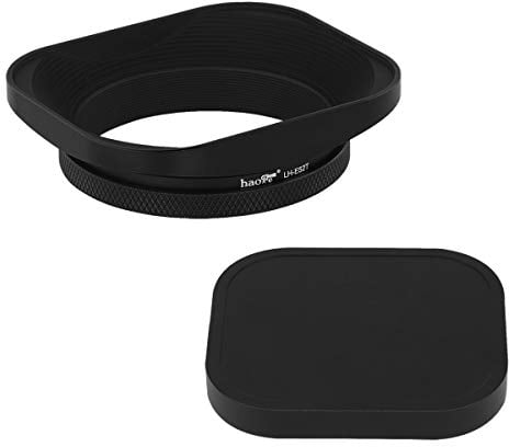 Haoge LH-E52T 52mm Metall Rechteckig Einschrauben Sonnenblende Gegenlichtblende mit Kappe für 52mm Canon Nikon Leica Leitz Zeiss Voigtländer Fujifilm Kamera Objektiv mit 52mm Filtergewinde Schwarz