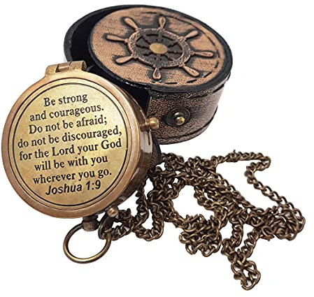 Hanzla Collection - Be Strong and Courageous Kompass, Konfirmationsgeschenkideen, Taufgeschenke