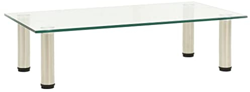 vidaXL TV Tisch Schrank Monitor Glasaufsatz Aufsatz Monitorerhöhung Fernseh Podest Monitoraufsatz Erhöhung Transparent 60x35x17cm Hartglas