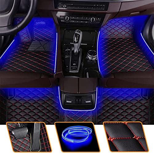 Muchkey Fußmatten Auto Blau Leuchtende Bodenmatte Anpassen 95% Automodelle Allwetter Fussmatten Set Zubehör Fußmatte Schwarz Rot