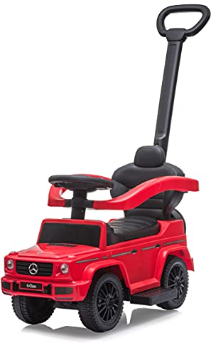 Rutscher Mercedes-Benz G 350 d 3in1 – ab 12 Monate, Sitzhöhe 260 mm, Kippschutz, Schutzbügel, Schub-und Haltestange mit Lenkfunktion abnehmbar, Rot