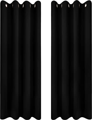 Utopia Bedding Verdunkelungsvorhänge mit Ösen thermovorhang 2er Set [117x183 cm, Schwarz] wärme und kälteisolierende und schalldämmende Vorhang Blickdicht für Wohnzimmer, Schlafzimmer & Büro