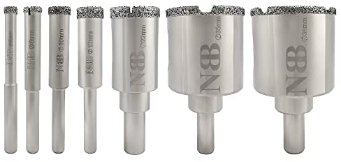 NBB Brocas de diamante con mango redondo corona diamante taladrar en húmedo en mármol piedra lujo cerámica granito azulejo vidrio niquelado para taladros de banco o de pistola (6/8/10/12/22/35/38mm)