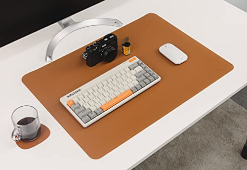 Nodito Sous-main en cuir double face, sous-main pour ordinateur portable, tapis de souris, écriture, dessin, tapis d'art et d'artisanat (43,2 x 61 cm, marron/marron foncé)