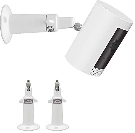 (𝐌𝐞𝐭𝐚𝐥 𝟐 𝐏𝐚𝐜𝐤) 360 Degrees Adjustable Security Wall Mount for Ring Stick Up Cam/Ring Indoor Cam/Wyze Cam/Eufy Cam/Arlo Cameras, Fits All Cameras with Standard 1/4 Threaded Holes-White