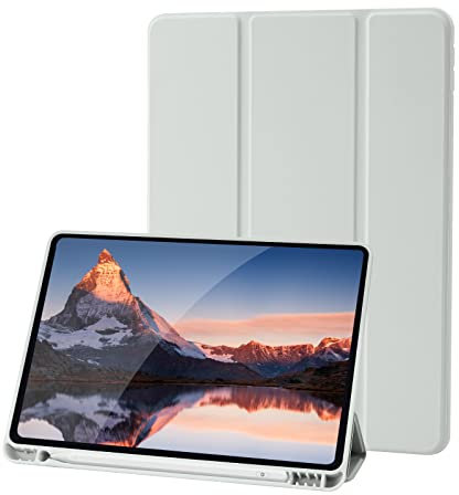 Case Compatible with iPad 9th/8th/7th Generation, Premium PU Leather + Soft TPU Back Case with Pencil Holder, Auto Sleep/Wake 10.2 Inch iPad Case Cover 2021/2020/2019 (Gray)