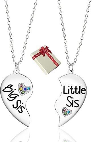 Big Sister Little Sister Kette, Halskette für Schwester, Herzen Halskette Damen Schwester Halskette für Schwester von Schwester, Halskette mit Spleißen Herzförmig Zum Geburtstag Schmuck Geschenk