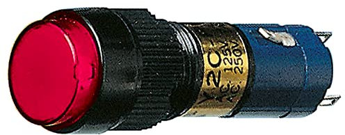Interruttore unipolare a pulsante con tasto luminoso rosso, foro di montaggio diametro 12mm - 250V 1A