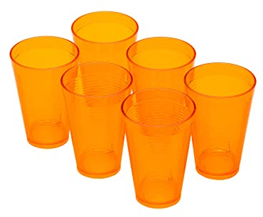 OMADA Design 6 Gläser Cocktail/Getränke 400 ml, stapelbar, bruchsicher, aus Kunststoff für den Außenbereich, Linie Samba, Gelb