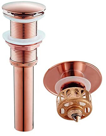 FQYEP Bonde Clic Clac Universelle,Or Rose,Bonde De Lavabo avec Trop Plein,Bonde Lavabo Standard,Bonde Lavabo Trop Plein,Bonde Clic Clac,Bonde Lavabo Clic Clac,Or Rose B