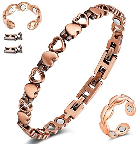 Cigmag Lymphdrainage-Kupfer-Armband für Frauen, ultrastarker Magnet, 99% reines Kupfer, mit verstellbarem Werkzeug und Geschenkbox (Liebe)