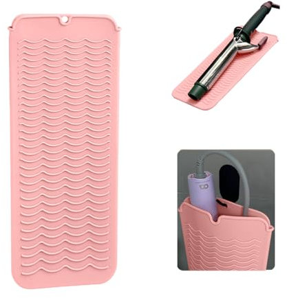 UORNERI Hitzebeständige Reise-Matten-Tasche für Glätteisen, Crimpbügeleisen, Lockenstab, Glätteisen, Haar-Waveisen und heiße Haarstyling-Werkzeuge, 27,9 x 12,7 cm, Rosa