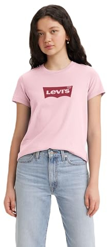 Levi's Women's The Perfect Tee- Large Batwing Logo T-Shirt, Bw Clr Ext Chalk Pin, S