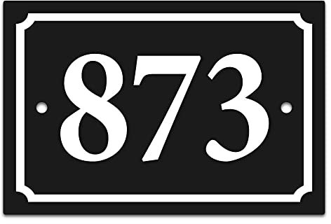 Plaque numéro de maison en aluminium 1,5mm. Plaque de rue numéro de maison en alu avec chiffres plexigglass en relief. Signalétique officielle numéro de maison en aluminium - Plaque Noir RAL 9005 / Te