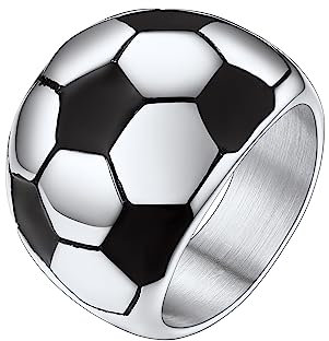 PROSTEEL Fußball Ring Edelstahl für Frauen Ringgröße 54 Fußballfans Statement Ring Hip Hop Stil Modeschmuck Accessoire für Biker Motorradfahrer