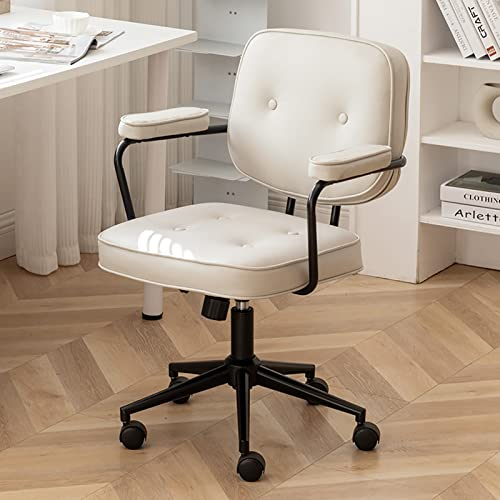 PU-Leder-Bürostuhl mit Rollen und Armlehnen, Chefschreibtisch-Arbeitsstuhl, moderner Drehstuhl mit mittlerer Rückenlehne, ergonomischer Vintage-Recliner-Bürostuhl (18x18x36, braun a)