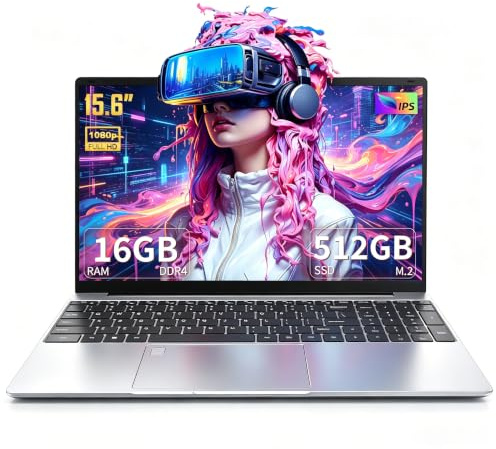 Svikou Win 11/Office 2019 - Computer portatile con schermo grande da 15,6, CPU quad-core Alder Lake N95 (fino a 3,4 Ghz), DDR4 16G RAM, SSD NVMe da 512 GB, notebook portatile con KB retroilluminato