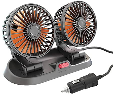 aqxreight Ventilador de Enfriamiento de Coche, Ventilador de Enfriamiento de Coche de Doble Cabeza Ajustable Conector de Mechero Multifunción Circulador de Aire para Vehículos