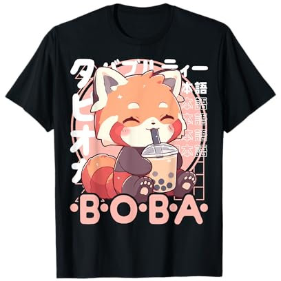 Roter Panda Boba Tee Kawaii Bubble Tea Roter Panda Anime Neko T-Shirt