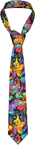 Oudrspo Herren-Krawatte mit buntem Katzenmotiv, originelle Seidenkrawatte für den Alltag, die Arbeit oder Party