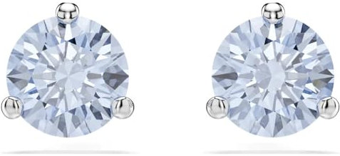 Swarovski Soltaire Ohrstecker, Rhodinierte Ohrringe mit Strahlenden Swarovski Kristallen im Rundschliff