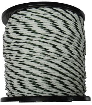 Electric Fence Rope Poly Fencing 6MM x 400M (Horse Polyrope Green & White)