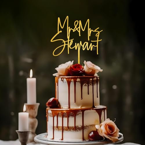 Party to Be Mr und Mrs Cake Topper Hochzeit Deko Personalisiert Hochzeitstorte Topper mit Namen Tortenstecker Dekoration aus Holz (Design 01)