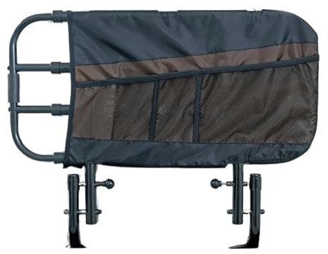 BHOUTY Bettgitter Passen Sie das Bettgitter, das verstellbare Bettgitter und den Haltegriff for die Bettunterstützung for ältere Erwachsene mit Organizer-Tasche an, schwarz Bettschiene