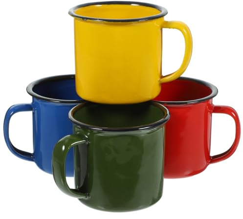 ABOOFAN Enamel Mugs Set of 4 Camping Mugs Drinking Cups for Coffee Tea Milk for Home/Office/Travel