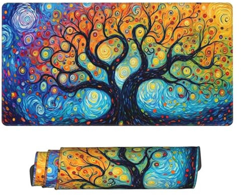 Tapis de Souris Couleur, Grand Tapis de Souris 1600x800 mm, Arbre de la vie Tapis de Souris de Jeu, Sous-Main Bureau avec Bords Cousus, Tapis de Souris Clavier, pour Travail, Jeux, Bureau, Maison U-95