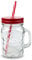 G4GADGET 1x Mason Jar with Handle - Red (500ml) | Glass Drinking Cup with Lid & Straw | Ideal for Smoothies, Juices & Iced Coffee