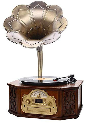 erkebspm Plattenspieler, Music Box Bluetooth Recorder Radio Retro Phonograph Gramophone Platte Player Music Dynamic Stereo SP (Vintage Phonograph)