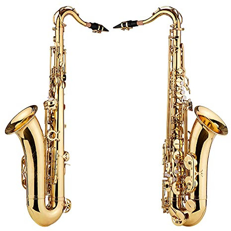 Joyance Saxophon Bb Tenorsaxophon, Messingkörper Gold lackiert, Holzblasinstrument, inklusive Tragetasche, Handschuhe, Reinigungstuch, Bürste, Halsriemen