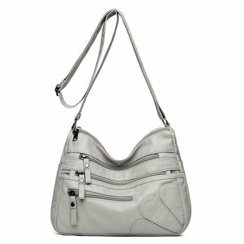 CMZYBBD Handtasche Damen Weiche Leder -umhängetasche Von Frauen - Große Kapazität Crossbody -Tasche Für Pendeln, Arbeit Und Einkaufen-hellgrau