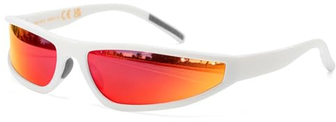 SHEEN KELLY Polarisiert Wrap Around Sonnenbrille Herren Damen TR90 Rahmen | Vintage Ultraleicht Schmaler Rahmen, Farbige UV400-Linse, Gangster Stil Y2K Futuristische Rave/Schnelle/Techno Brille