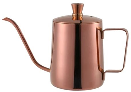 ZHOUXYFDC Gooseneck Kettle 350ml/600ml Coffee Tea Pot 304 Stainless Steel Long Narrow Gooseneck Spout Kettle Hand Drip Kettle Pour Over Coffee Pot With Lid(350ml rose gold)