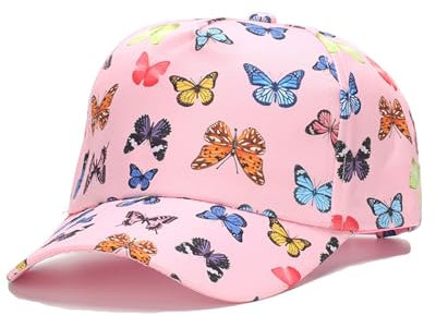 TPZORJX Cappello Baseball Bambino,cappellino bambina, Berretto Bambino con Visiera Regolabile, Cappellino da Baseball con Adesivi Strass Estivo Cappello con Visiera Bambini per Protezione UV (Rosa)