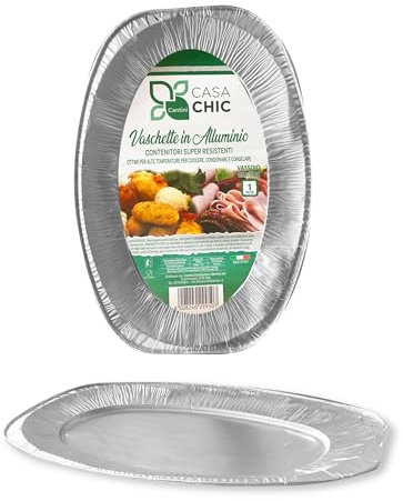 CasaChic Recipiente de aluminio bandeja grande, 1 unidad – Bandeja rectangular para hornear y buffet (55 x 36 x 2 cm)