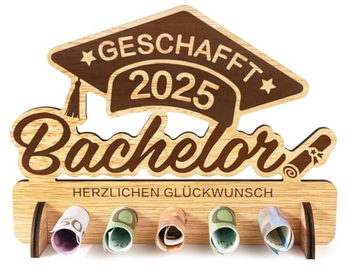 BOFUNX Bachelor Abschluss Geschenk Bachelor 2025 Geldgeschenke Verpackung Bachelor Abschluss Glücksbringer Viel Glück Bachelor Prüfung Bestanden Geschenk Bachelor 2025 Abschlussfeiern