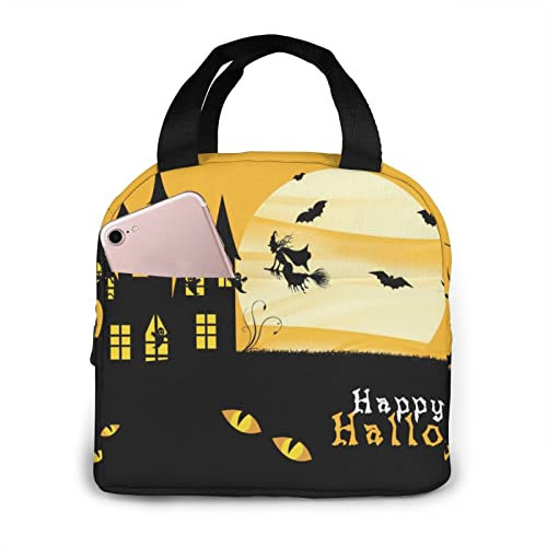 NUYFVG Lonchera grande con estampado de fantasmas de Halloween, lonchera aislada, reutilizable, aislada, lonchera portátil para niños y niñas, para el trabajo, picnic, viajes