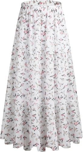 Genfien Dam kjolar elastisk hög midja maxi chiffongkjolar för kvinnor med foder sommar vintage lång elegant A-linje strandkjol