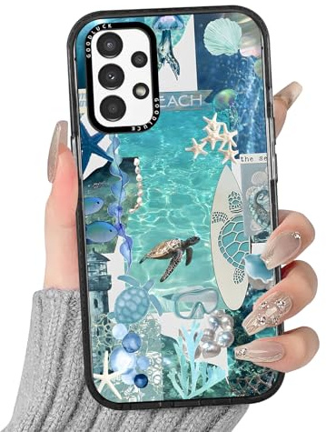 Yoedge Handyhülle für Samsung Galaxy A13 4G Hülle mit Schildkröte Muster | Aesthetic Meerestier Frucht Sommer Design Case Mädchen Geschenk Schutzhülle, Transparent Silikon stoßfest Kratzfest Cover