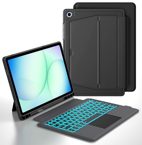 für Samsung Galaxy Tab A11+ Plus/A9+ 11 Zoll Hülle Tastatur mit Trackpad | 7 Farben Hintergrundbeleuchtung, DeX-Taste, Präzises Touchpad, Deutsches QWERTZ-Layout, Stifthalter, Abnehmbar, Magnetisch