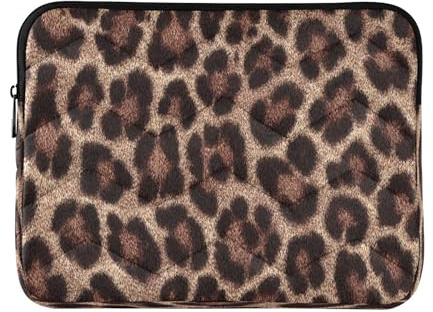 Ewusp Leopard Print Laptop Sleeve 14 Inch Protective Laptop Case Waterproof Shockproof Briefcase Carrying Bag for Computer Notebook Tablet 34x26x2 cm